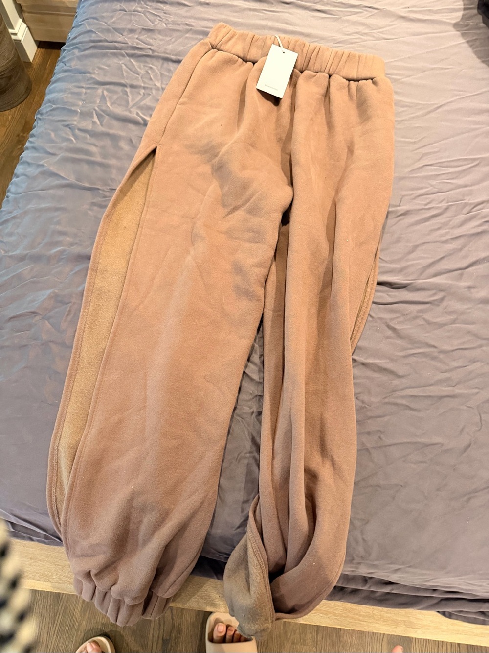Lovers + Friends Cozy Fleece Track Pants in Taupe